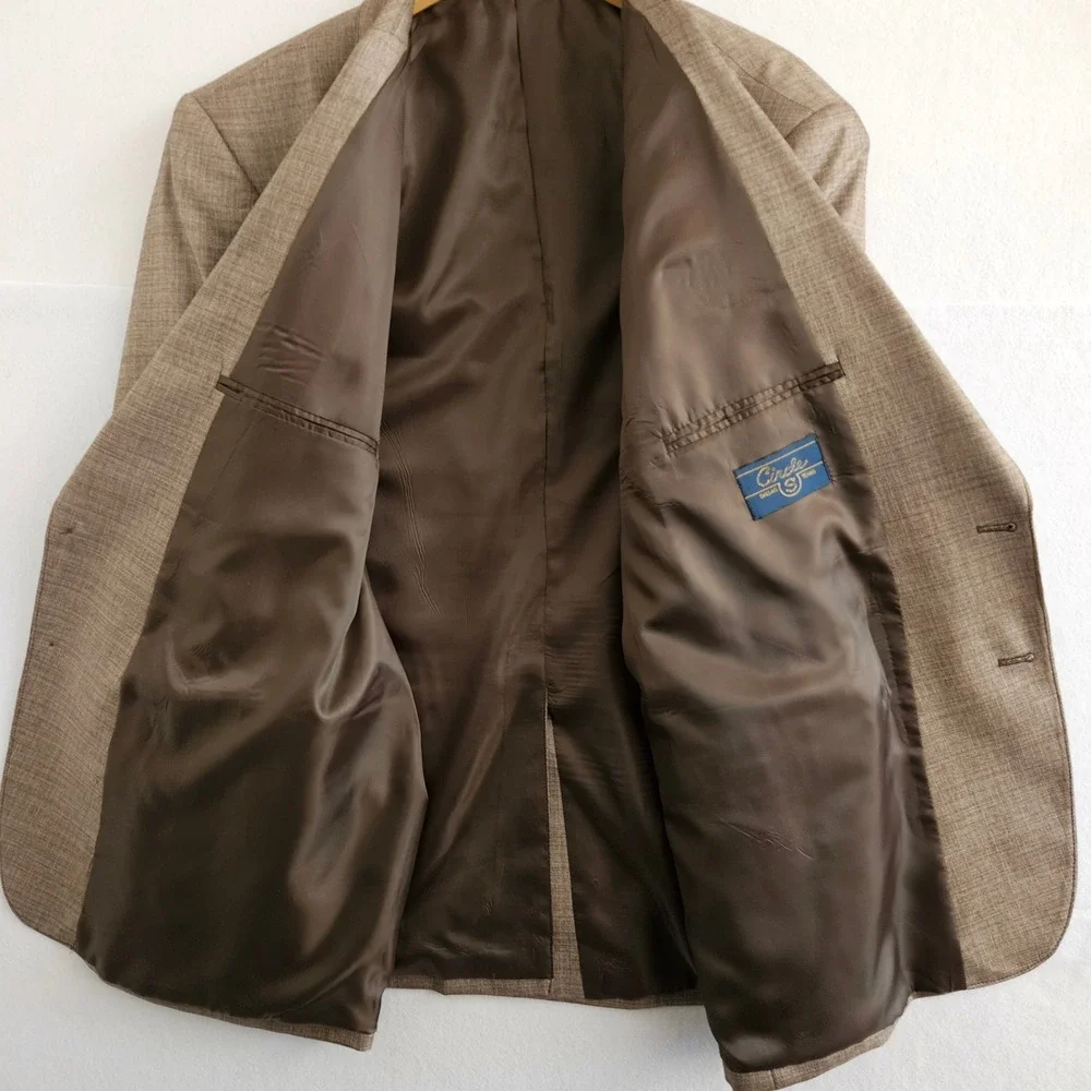 Circle S Mens 52R Western Blazer Sport Coat Tan Textured Cowboy Jacket Dallas TX